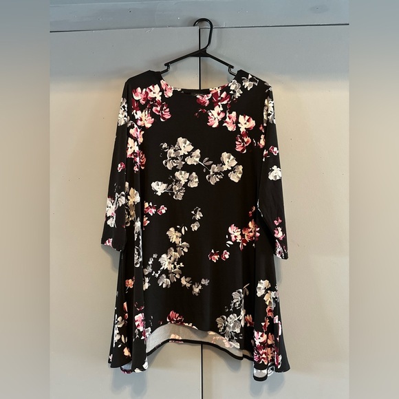 Alfani - Floral Black and Pink Long Sleeve Dress (Size L) - Picture 1 of 9